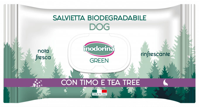 Inodorina Green Rinfrescante Биоразлагаемые салфетки с экстрактом чайного дерева