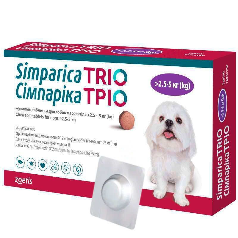 Сімпаріка Тріо (Simparica Trio) для собак - Simparica