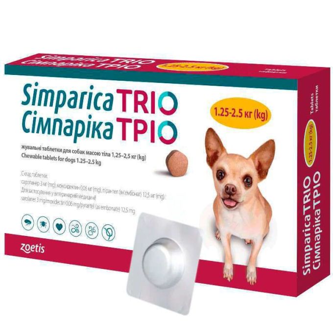 Сімпаріка Тріо (Simparica Trio) для собак - Simparica