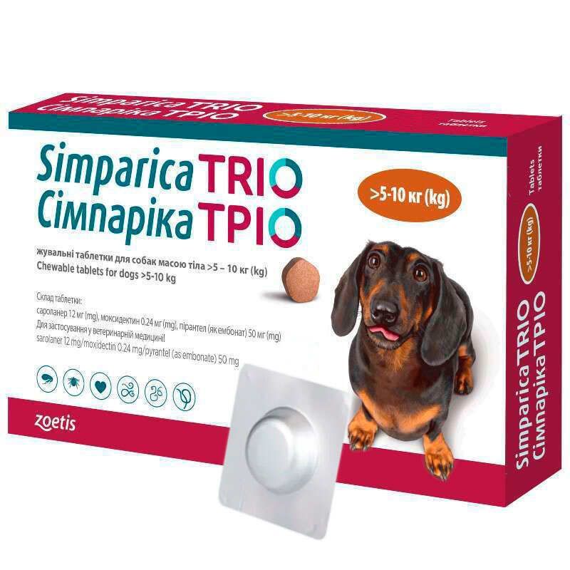 Сімпаріка Тріо (Simparica Trio) для собак - Simparica